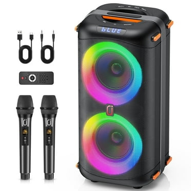 JYX Speaker, Bluetooth Portable Outdoor Speakers Wireless Party Speaker with Remote Control, DJ Lights, 2 Microphones, Perfect Graduation Gift, T27-T