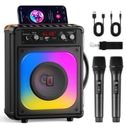 JAUYXIAN Portable Karaoke Machine with 2 Mics, Bluetooth Singing Machine for Adult & Kids, PA System for Party, Supports TWS/USB/TF/AUX/TV