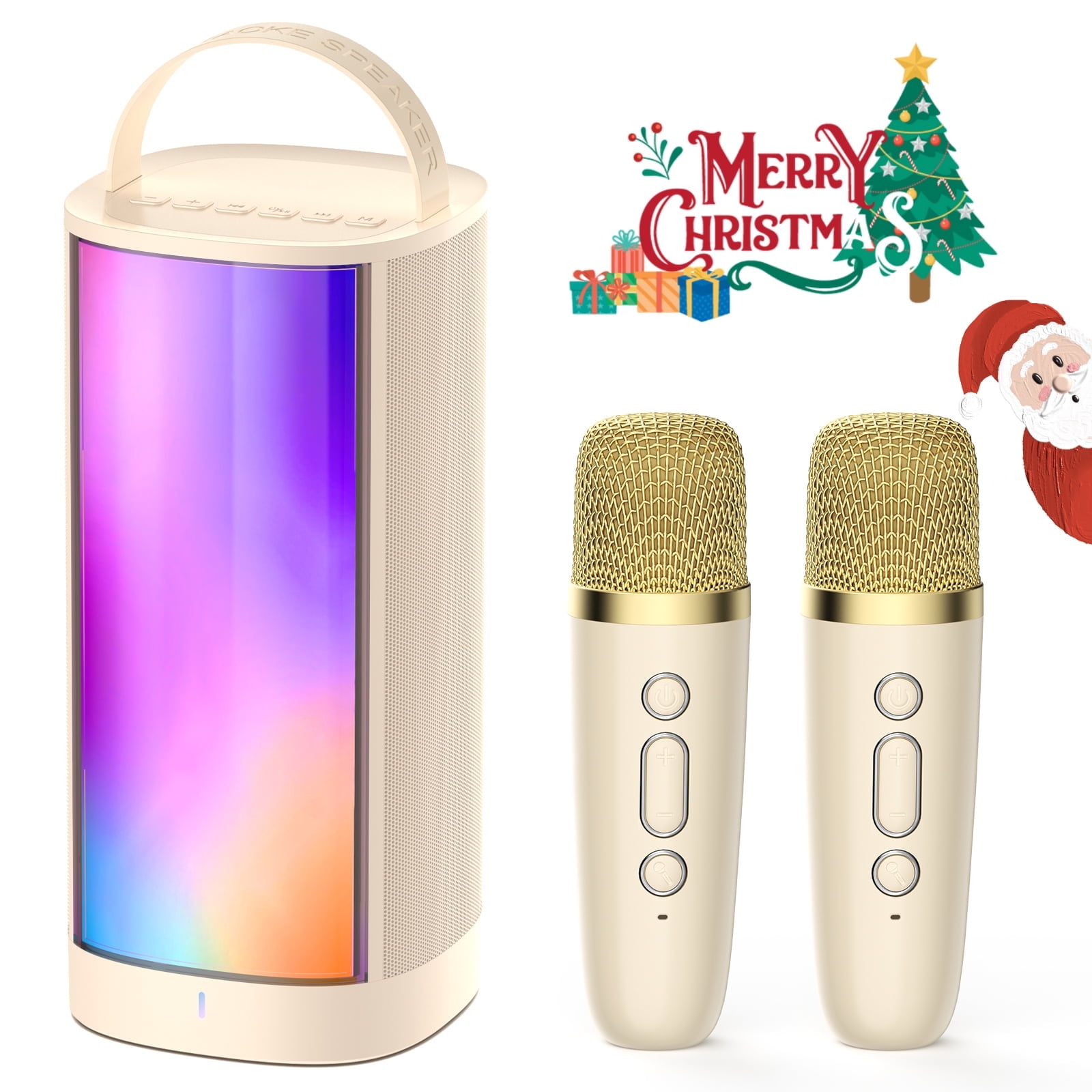 JAUYXIAN Karaoke Machine with 2 Microphone, Portable Karaoke Speaker Bluetooth with Rgb Lights for Kids Adults, Best Gift for Girls/ Boys