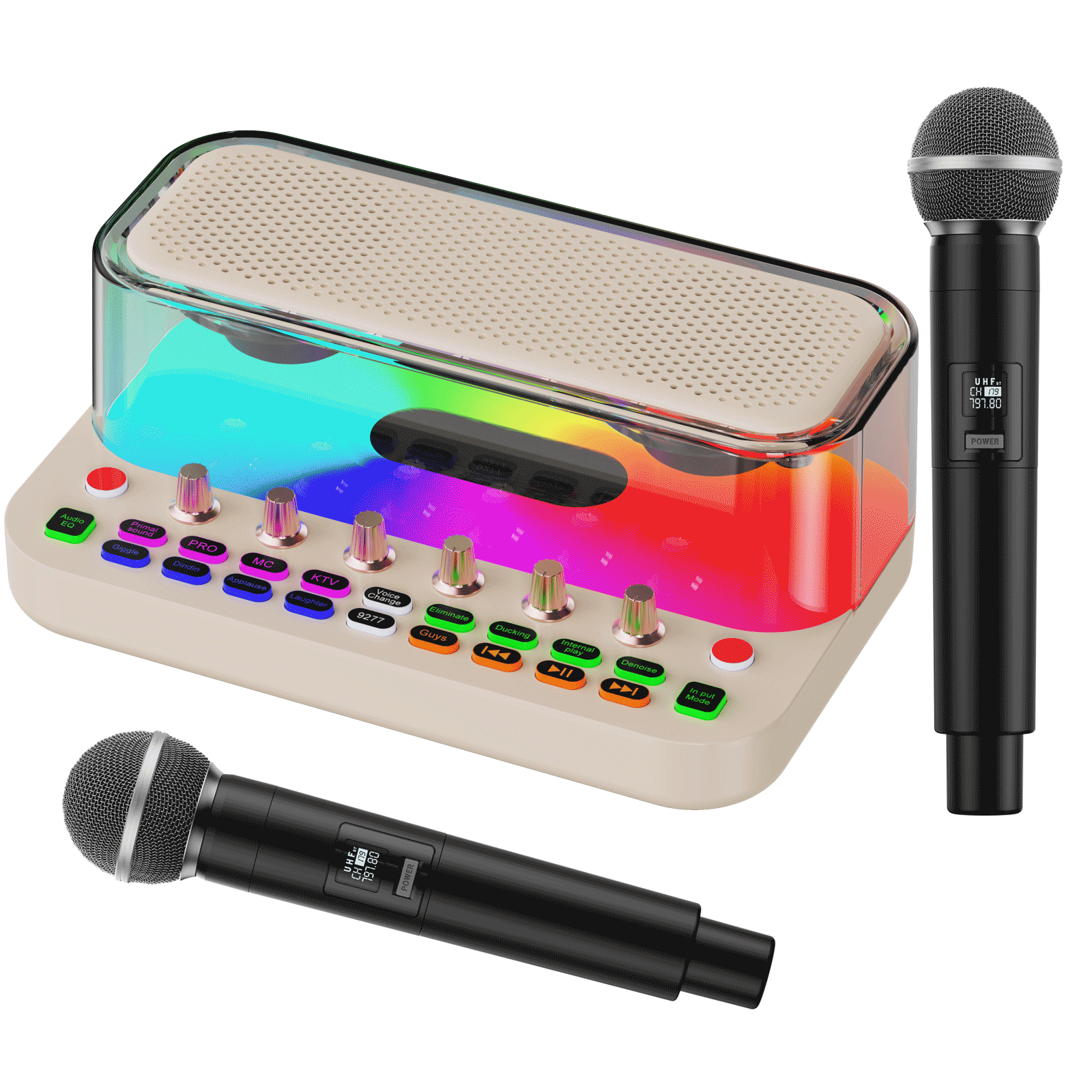 JAUYXIAN Karaoke Machine, Karaoke Machine for Adults, Portable Retro Bluetooth Speaker with Microphone, DJ Lights, Funny Sound Effects, OTG/PC