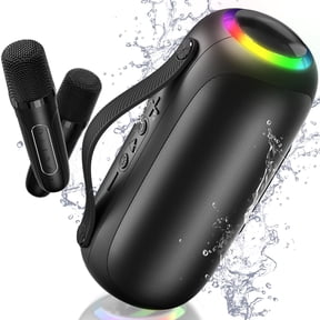 JAUYXIAN Karaoke Machine, Deep Bass Karaoke Speaker for Pool Beach Party, 2 Mics