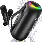 JAUYXIAN Karaoke Machine, Deep Bass Karaoke Speaker for Pool Beach Party, 2 Mics