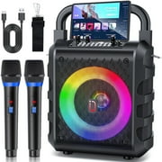JYX Karaoke Machine for Adults Kids, Bluetooth Speaker with Microphone, Colorful DJ Light, Portable Karaoke Speaker Sound System for Parties, T18-T