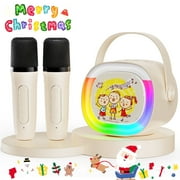 JAUYXIAN Karaoke Machine, Portable Home Singing Karaoke Speaker Sytem with RGB Light, Bluetooth Speaker with 2 Microphones