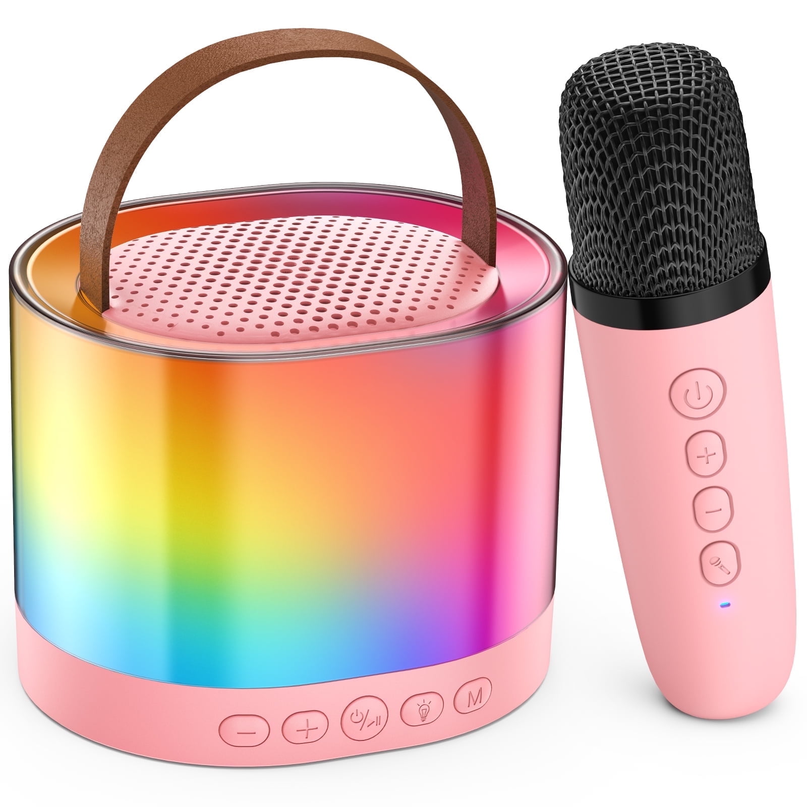 FanFun Karaoke Machine with Wireless Microphones for Adults Kids, Mini Karaoke Speaker with Rgb Lights, Support TF/AUX Input/4 Funny Magic Voice, D23P
