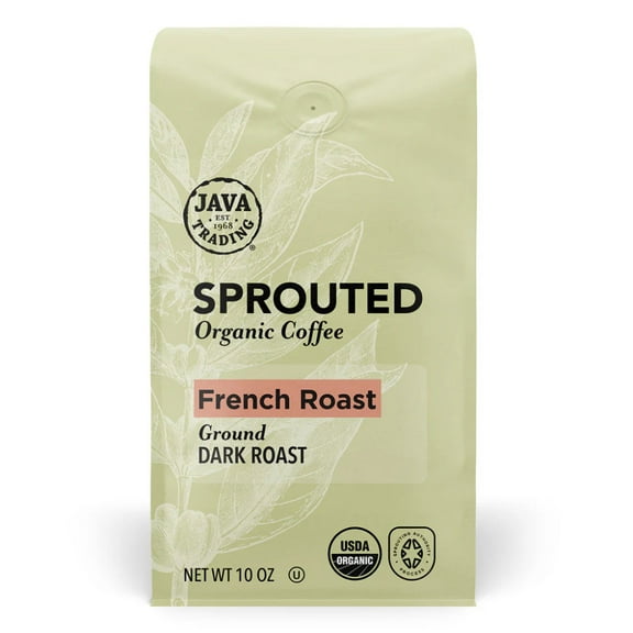 JAVA TRADING - Sprouted French Roast Whole Bean Coffee 10OZ ( Pack of 6)
