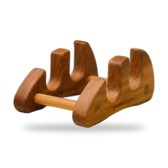 JAVANTI KAYU Chopping Board Stand – Teak Wood – Premium Handmade Holder Organizer for Boards, Drying Rack, Single or Dual Slot, Fits Thick Boards, Air-Dry Base (2 Slots (1.3 in Thickness))