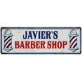 thumbnail image 1 of JAVIER'S Barber Shop Hair Salon Metal Sign Retro 6x18 106180031238, 1 of 1