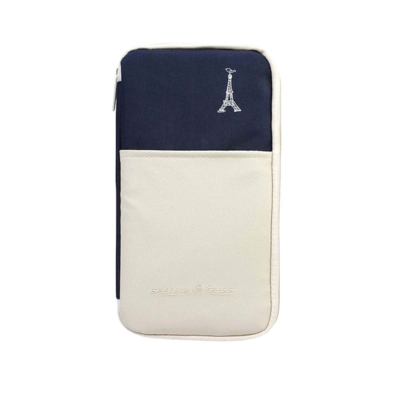 JAVOedge Blue Eiffel Tower Pattern Zipper Travel Organizer with Multiple Pockets for Passport, Boarding Passes, Tickets