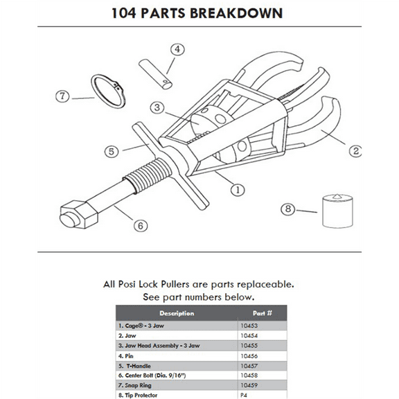 JAW FOR 104/204/107/STD JAW FOR TJ-3 PULLER