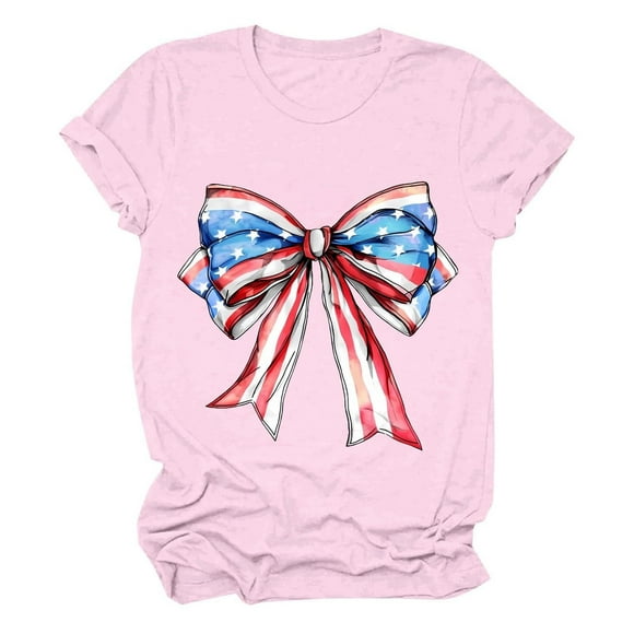JAWAFANGE Oversized Chambray Shirt Women Maternity Shirts Plus Size 4Th of July Tops for Women Crew Neck Summer Fashion Tees Short Sleeve Independence Day Blouses Casual Funny Usa Shirts