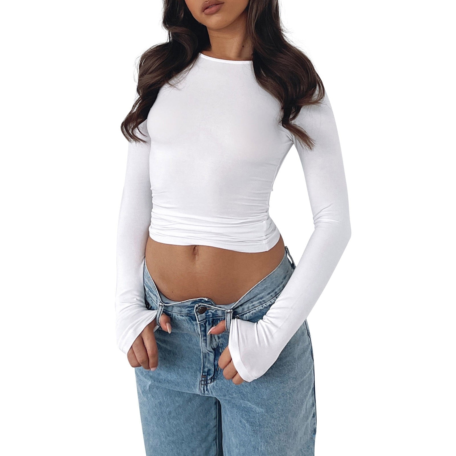 JAWAFANGE Shirts for Women Reflective Y2K Shirts Women's Short ...