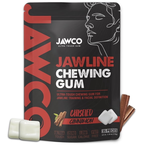 Jawcko Ultra-Tough Jawline Chewing Gum | Cinnamon Facial Fitness Hard Gum | 40 Pieces