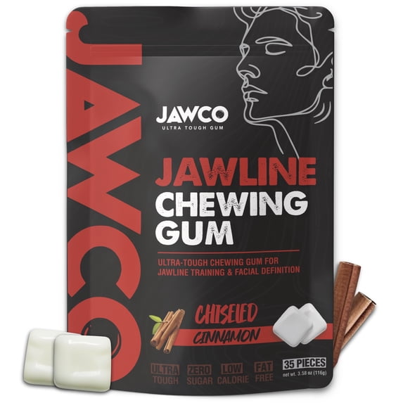 Jawcko Ultra-Tough Jawline Chewing Gum | Cinnamon Facial Fitness Hard Gum | 40 Pieces