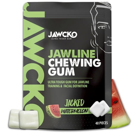 Jawcko Ultra-Tough Jawline Chewing Gum | Watermelon Facial Fitness Hard Gum | 40 Pieces
