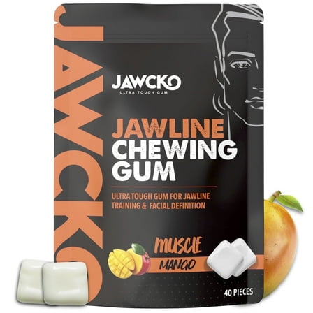 Jawcko Ultra-Tough Jawline Chewing Gum | Mango Facial Fitness Hard Gum | 40 Pieces