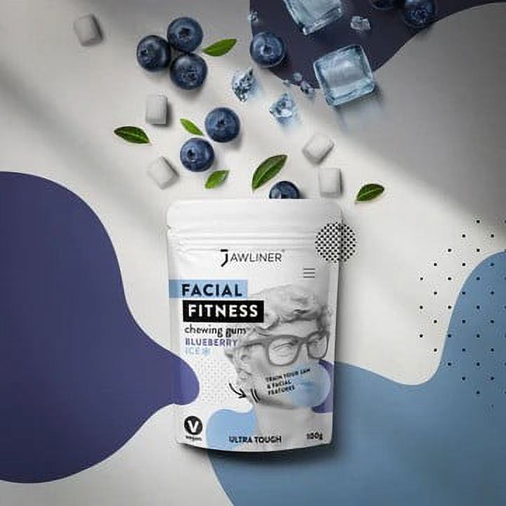 JAWLINER Fitness Chewing Gum (2 months pack) NEW FLAVOR Jawline Sugar Free Blueberry Ice Gum