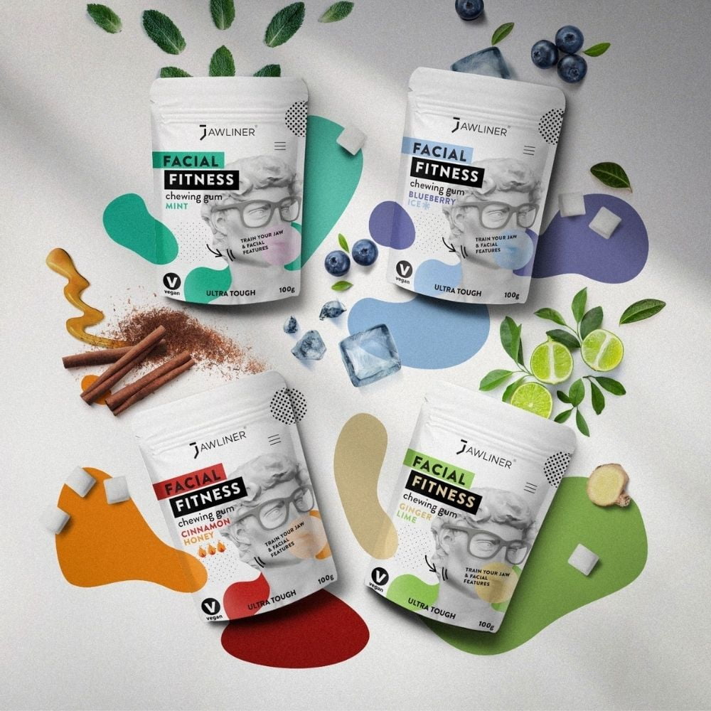 JAWLINER Fitness Chewing Gum Bundle Pack Jawline Gum Sugar Free Gum