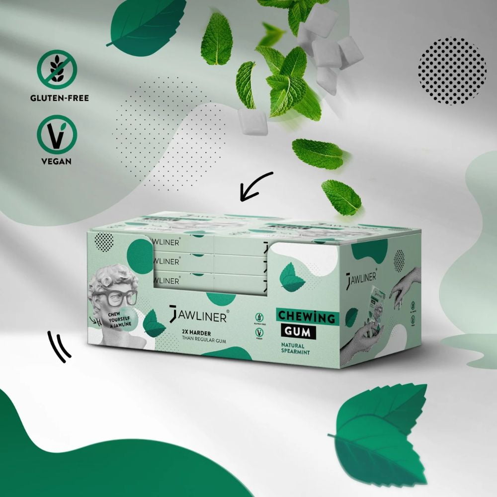 JAWLINER® Spearmint Chewing Gum Sugar Free Gum 15 Times Harder Than