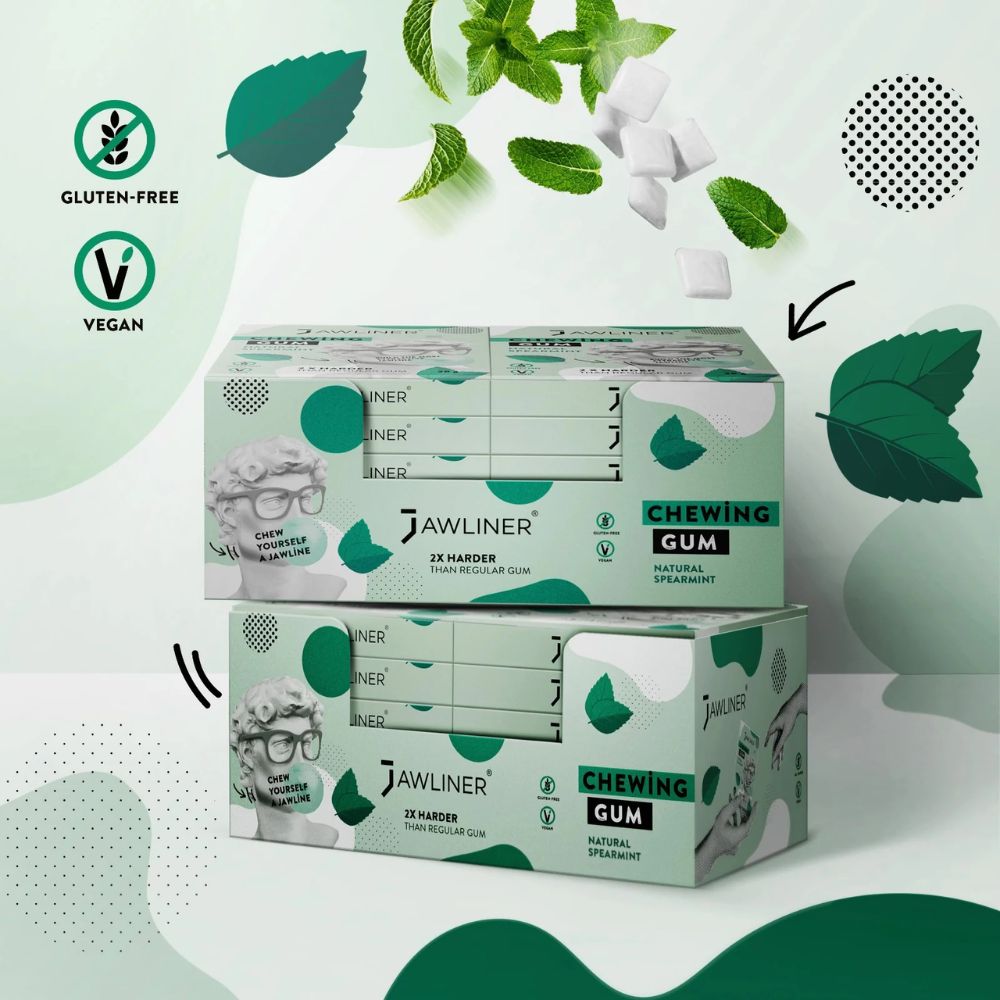 JAWLINER® Spearmint Chewing Gum Sugar Free Gum 15 Times Harder Than