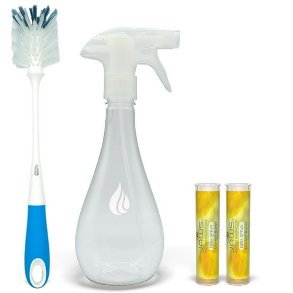 JAWS Dish Spray Cleaner Kit - 15 oz Refillable Bottle, 2 Lemon Scented Refills - Your Solution for Sparkling Dishes, Pots and Sinks