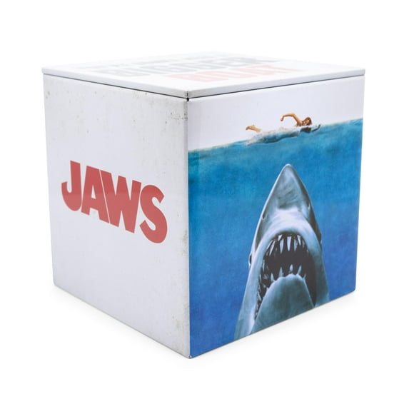 JAWS Logo Tin Storage Box Cube Organizer with Lid | 4 Inches