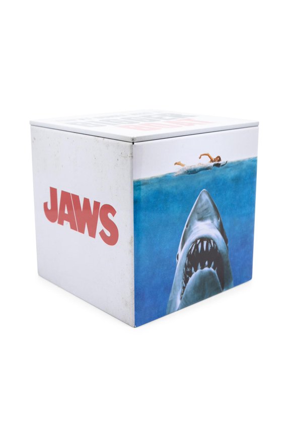 JAWS Logo Tin Storage Box Cube Organizer with Lid | 4 Inches