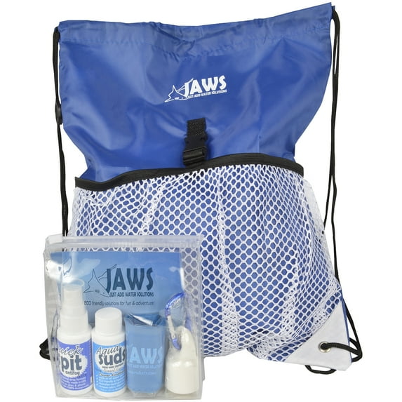 JAWS QuickPACK Drawstring Backpack with SwimPack Aquatic Care Kit - Blue