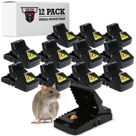 JAWS Reusable Mouse Traps for Home | Powerful Plastic Mouse Traps for Effective and Sanitary Mice and Rodent Removal | Safe and Durable Touchless Trap for Mice | 4.0"L x 1.88"W x 2.25"H | 12-Pack