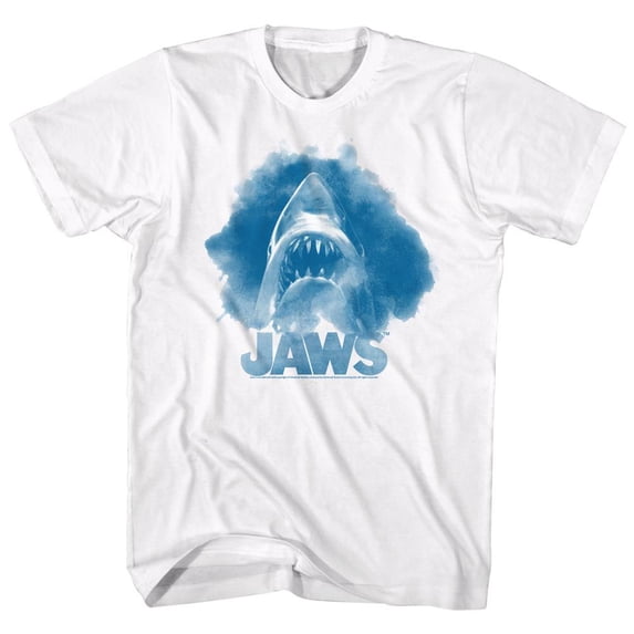 Jaws Watercolor White Adult T-Shirt 6Xl