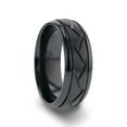 thumbnail image 1 of JAX Domed Black Titanium Ring with Brushed Cross Alternating Diagonal Cuts Pattern - 8mm - Size 11, 1 of 3