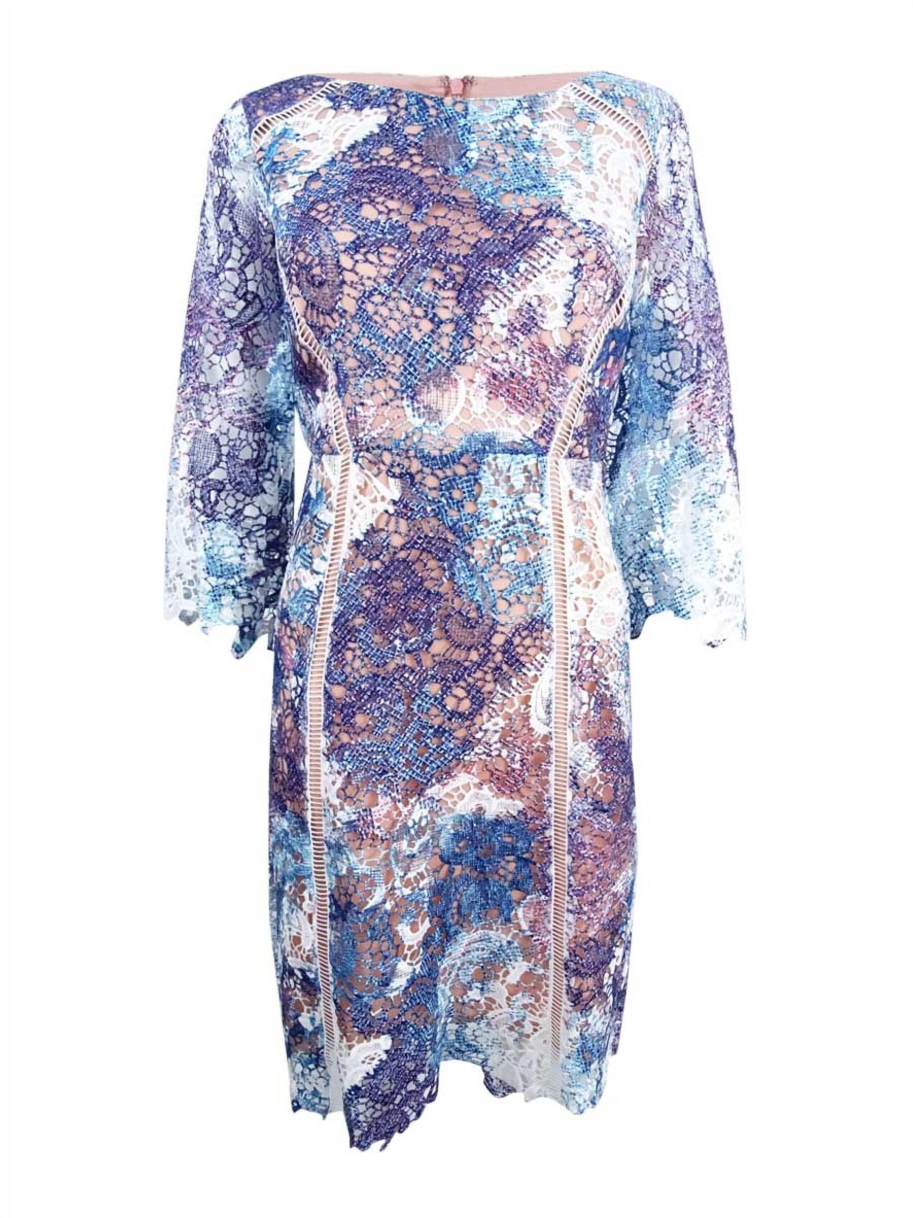 Jax Women's Multicolored Lace Sheath Dress - Blue Multi - 6