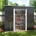 thumbnail image 1 of JAXPETY 4 x 9 Ft Outdoor Storage Shed Heavy Duty Galvanized Steel Tool House for Garden Lawn, Gray, 1 of 5