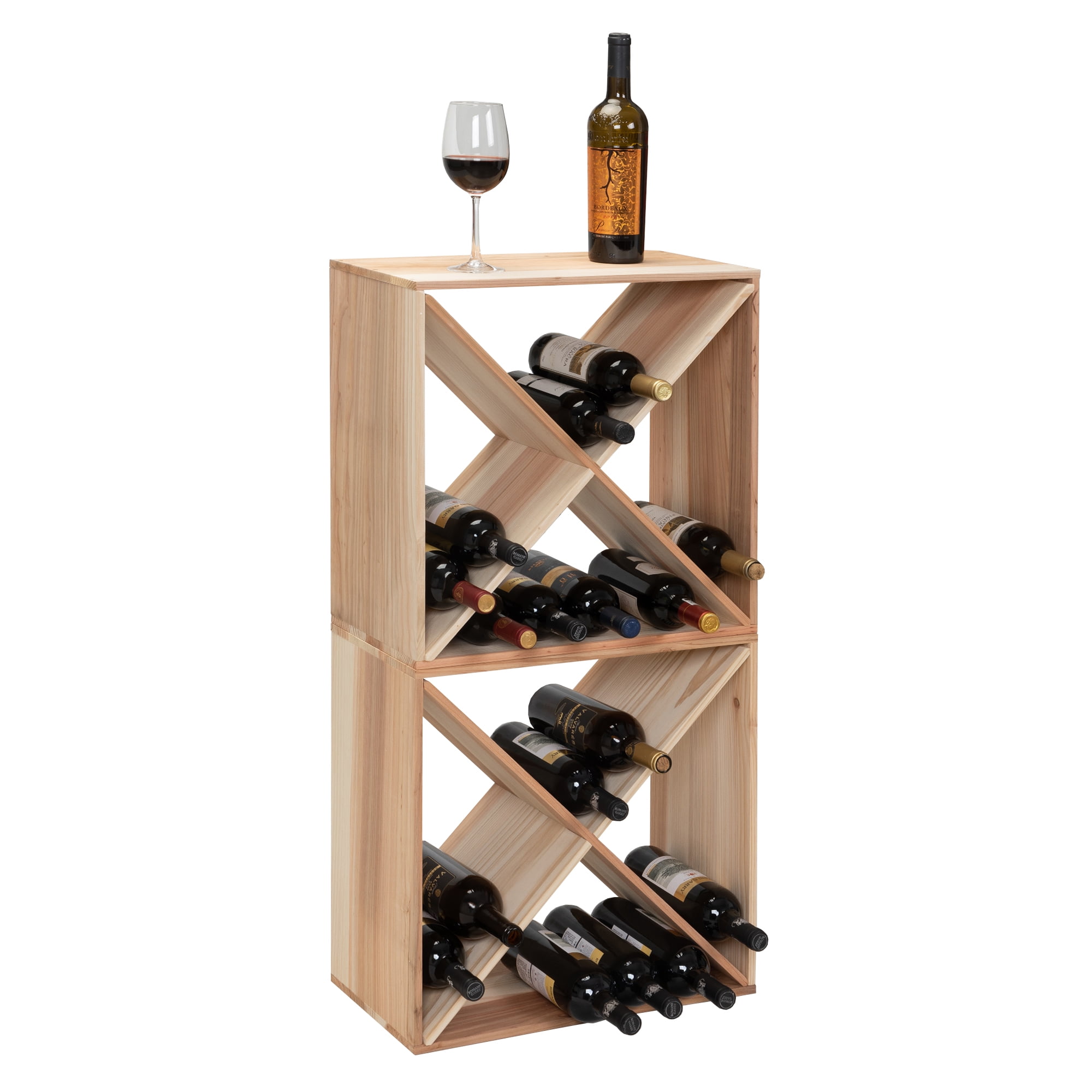 JAXPETY 48 Bottle Stackable Wine Rack, Wooden Wine Holder
