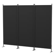 JAXPETY 6 Ft Modern Room Divider, Folding Privacy Screen with 3 Panels and Metal Standing, Portable Wall Partition for Home Office Separator, Black