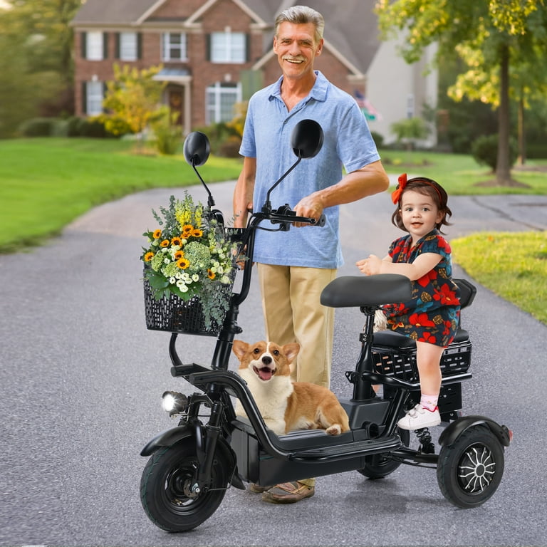 JAXPETY Folding Electric Tricycle 3 Wheel Motorized Bicycle with