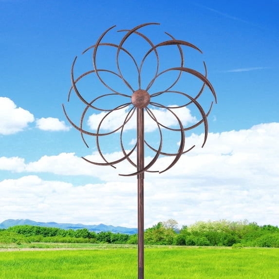 JAXPETY 79'' Metal Windmill, Outdoor Wind Spinner for Yard, Lawn and Garden, Bronze
