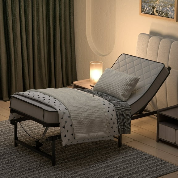 JAXPETY Twin XL Electric Adjustable Bed Frame, Head and Foot Incline Bed Base with Low-Noise Motor and Wired Remote Control, Power Platform Bed Base Fit for Most Mattress, 200*90CM