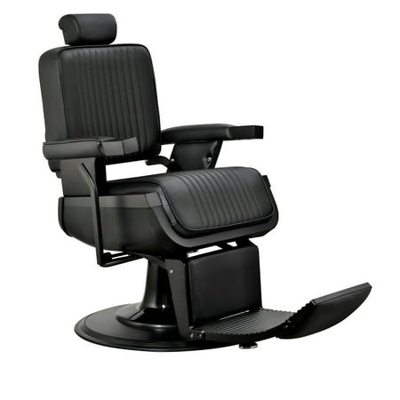 JAXSON Heavy Duty Barber Chair Reclining Seat, Hydraulic Barber Chair for Barber Shop Hair Salon, Black Frame Black Leather