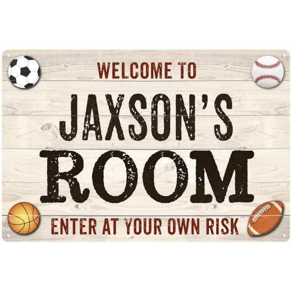 JAXSON'S Room Kids Bedroom Sign Boy's Gift 8x12 Metal 108120090390