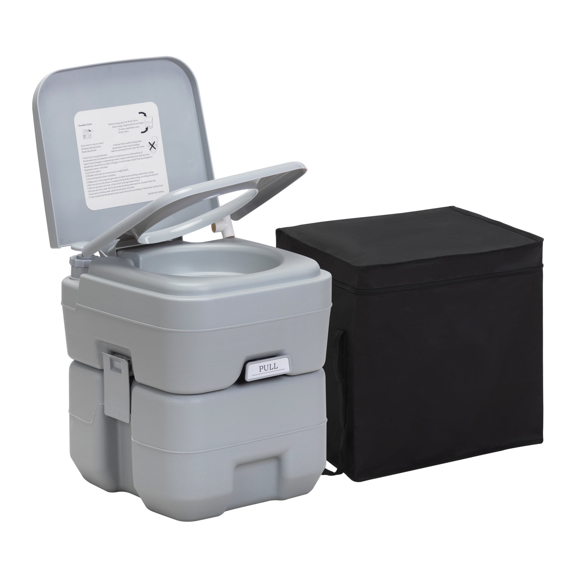 JAXSUNNY 20L Waste Porta Indoor & Outdoor Flush Toilet with Piston Pump ...