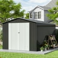 thumbnail image 1 of JAXSUNNY 8 x 12 ft Outdoor Storage Metal Shed with Sloping Roof and Double Lockable Door, Gray, 1 of 14