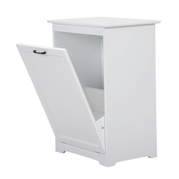 JAXSUNNY Tilt Out Trash Cabinet 10 Gallon Free Standing Storage Can Wood Hideaway Trash Holder, White