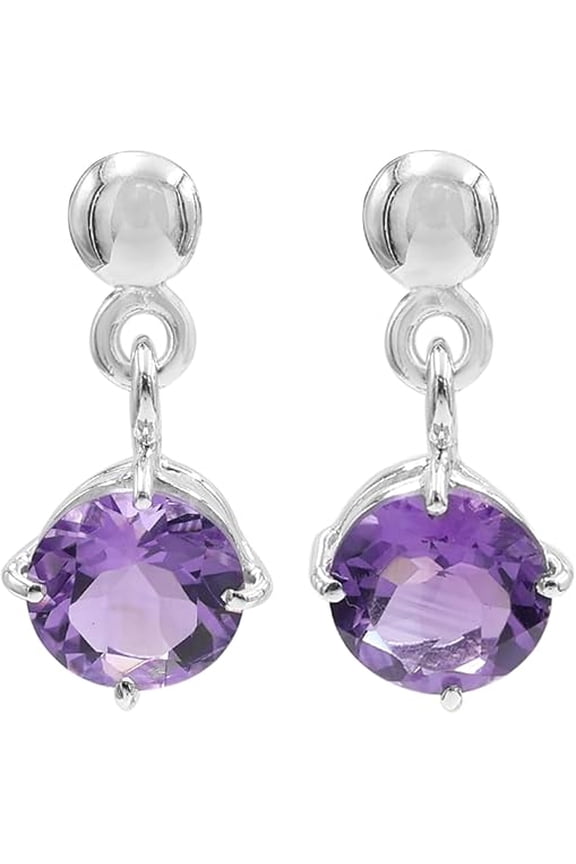 925 Sterling Silver Amethyst Dangle Drop Post Earrings for Women Natural Gemstone Handmade Jewelry Gift