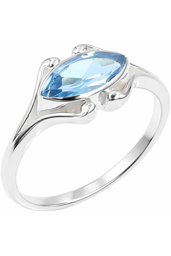 925 Sterling Silver Marquise Blue Topaz Ring for Women