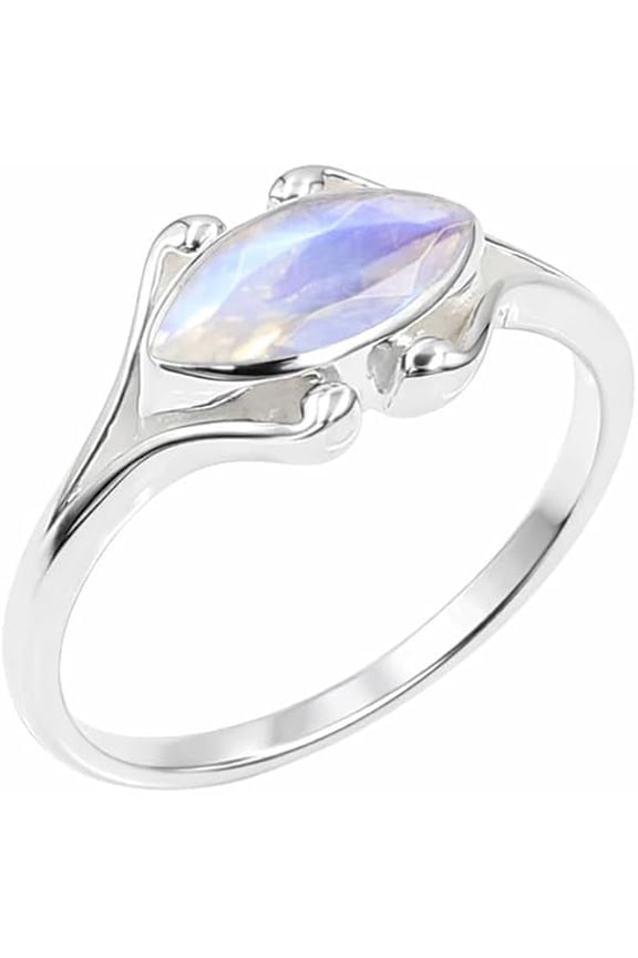 925 Sterling Silver Marquise Moonstone Ring for Women