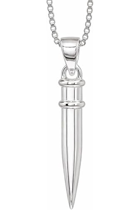 925 Sterling Silver Spike Pendant Necklace  Bullet Design Pendant with Chain for Men & Women