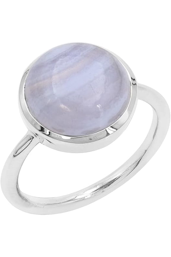 Blue Lace Agate Ring – 925 Sterling Silver Handmade Birthstone Jewelry