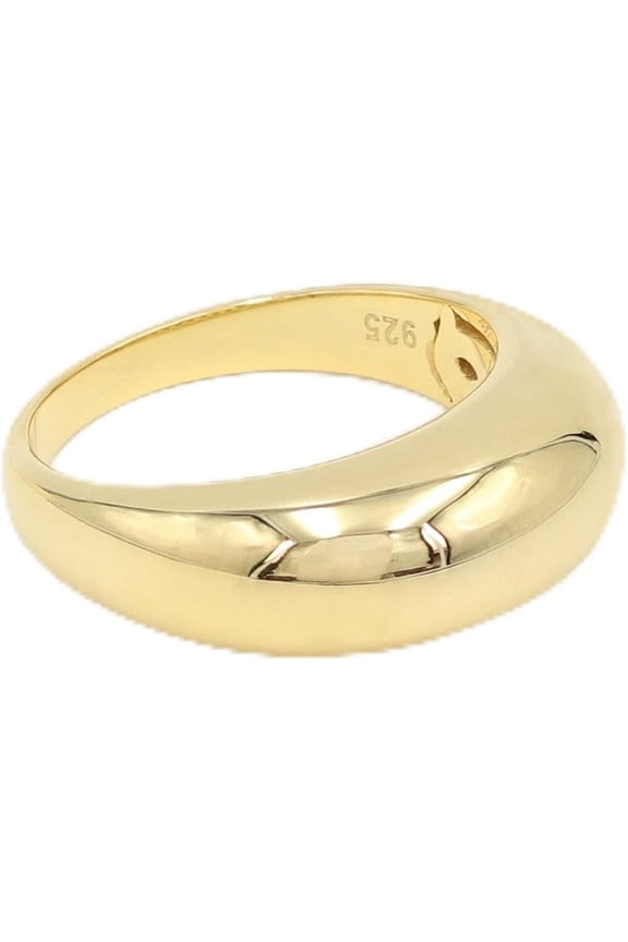 Dome Silver Ring - 18K Gold Plated Solid Silver Bubble Jewelry for Women