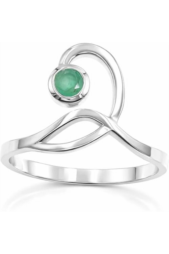Emerald Swirl Ring – Sterling Silver Elegant Minimalist Jewelry for Women